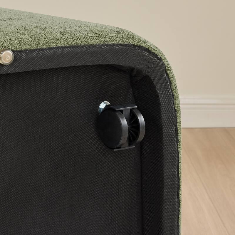 Spruce & Spring Modern Chenille Dining Chair with Casters, Wood Inlay & Hidden Storage