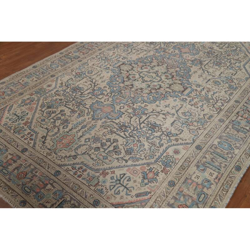 Geometric Tabriz Persian Vintage Area Rug Handmade Wool Carpet - 6'6"x 9'10"