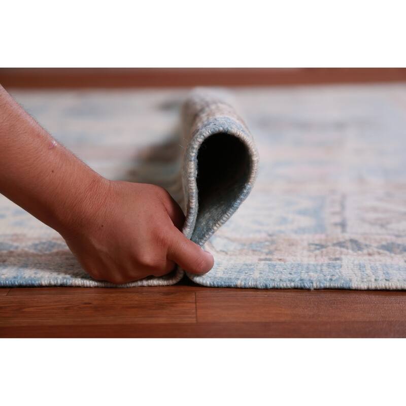 Hand Knotted Oriental 100% Wool Carpet Transitional All-Over Navy Blue & Blues Oushak Area Rug - 11' 0'' X 8' 4''