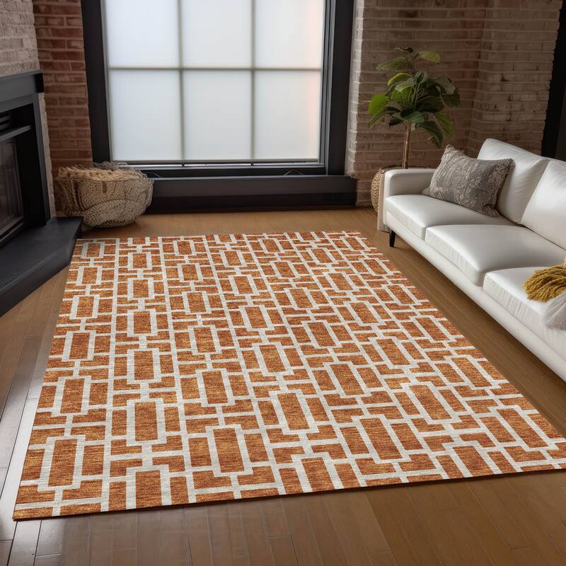Machine Washable Indoor/ Outdoor Chantille Contemporary Geo Rug