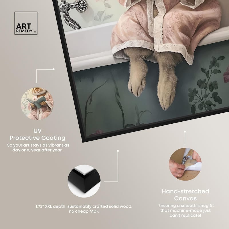 Bunny Bibliophile Bathing Canvas by Art Remedy