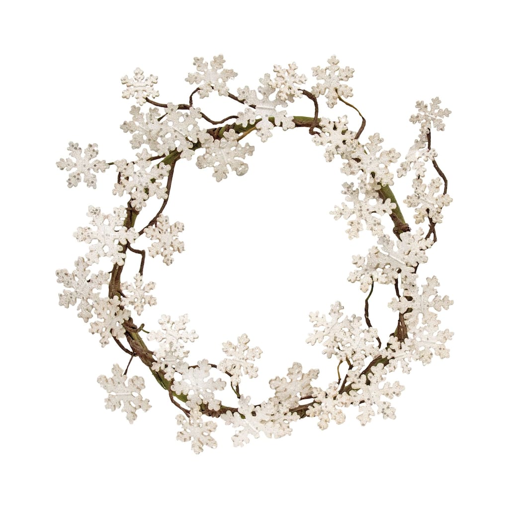 Glittered Wood Snowflake Wreath - White
