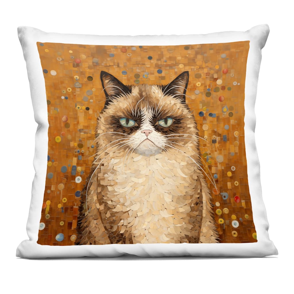 Stupell Grouchy Cat in Classic Style Decorative Printed Throw Pillow Design by Arlington Prints
