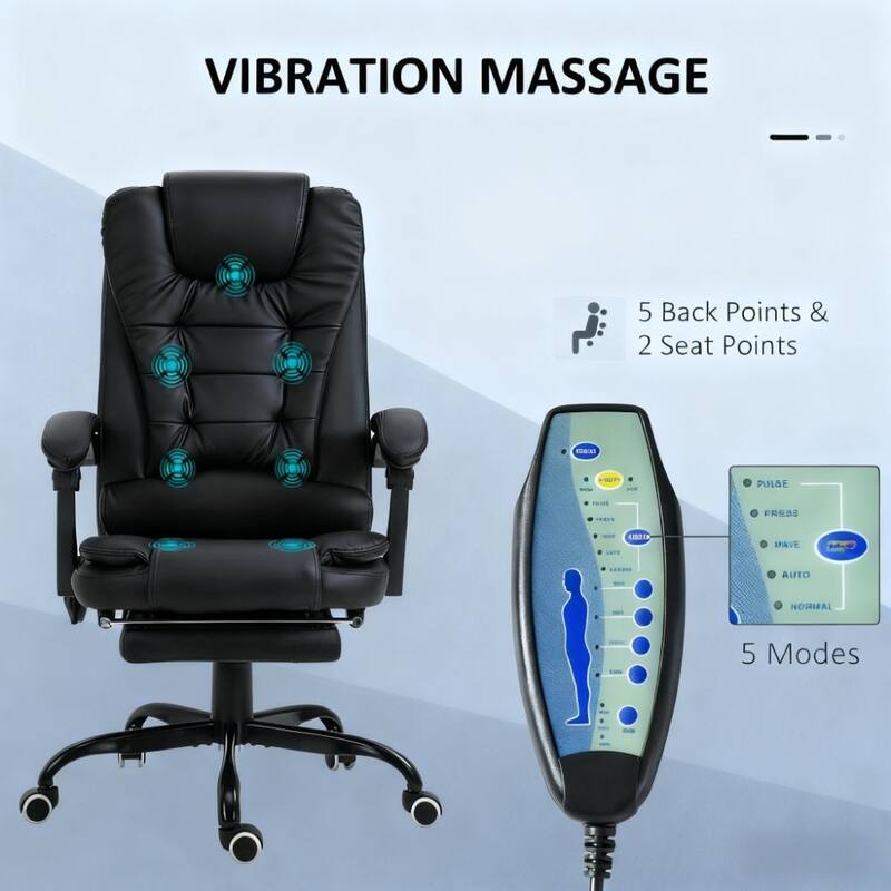 Massaging Office Desk Chair, Massage Office Chair High Back with Lumbar Support, Footrest