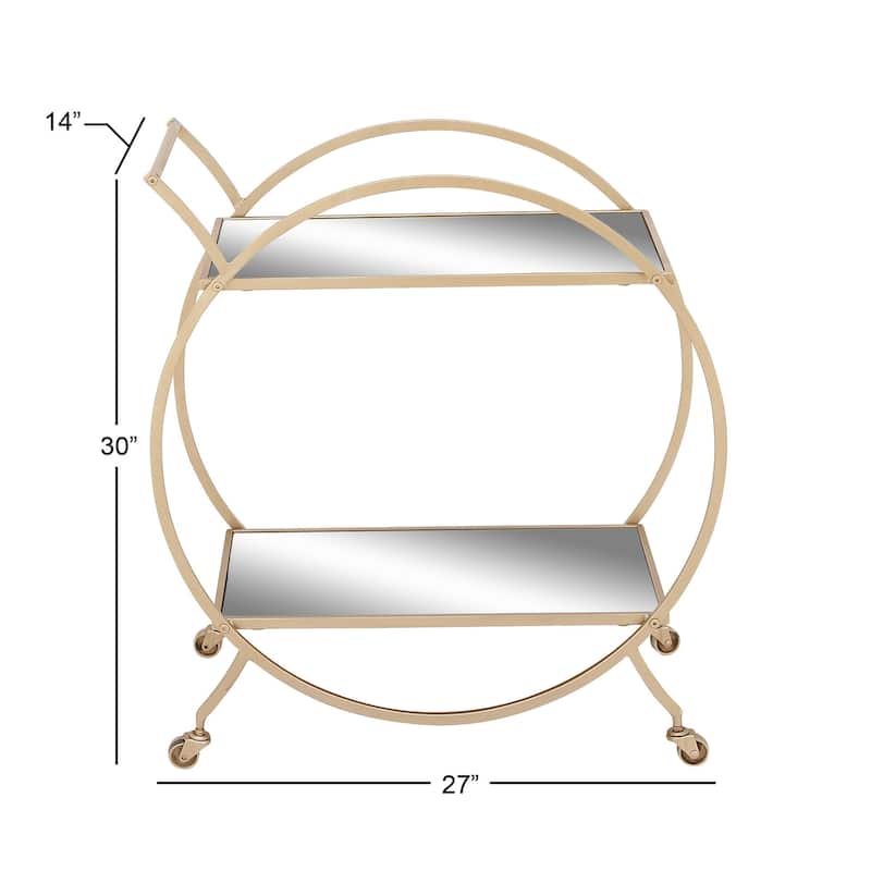 Metal Contemporary Bar Cart with Wheels