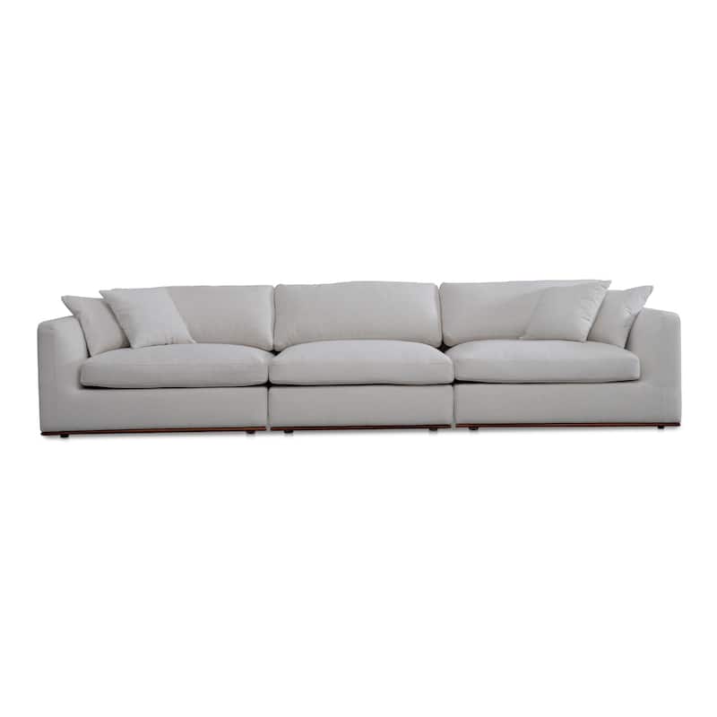 NADAAL STUDIOS Rio Modular Sofa With Rubber Wood Base - 136.2"W x41"D x23.6"H - Off White