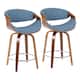 Option Blue Fabric/Walnut Wood/Chrome Metal
