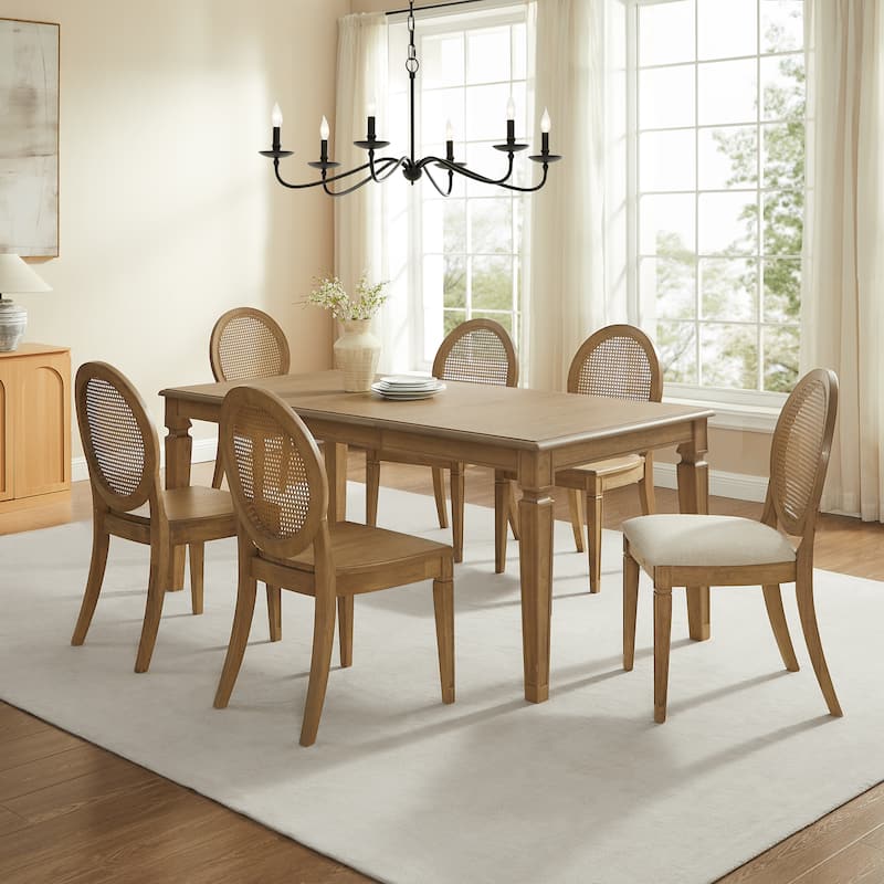 Crosley Katia 7Pc Dining Set With Cane-Back Upholstered Chairs