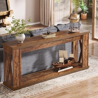 63" Console Table 2-Tier Farmhouse Entryway Entry Table with Storage ...