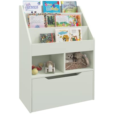 Kids Bookshelf and Toy Storage Organizer,with Storage Drawer for Books,with Wood Drawer,for Bedroom,Playroom,Nursery
