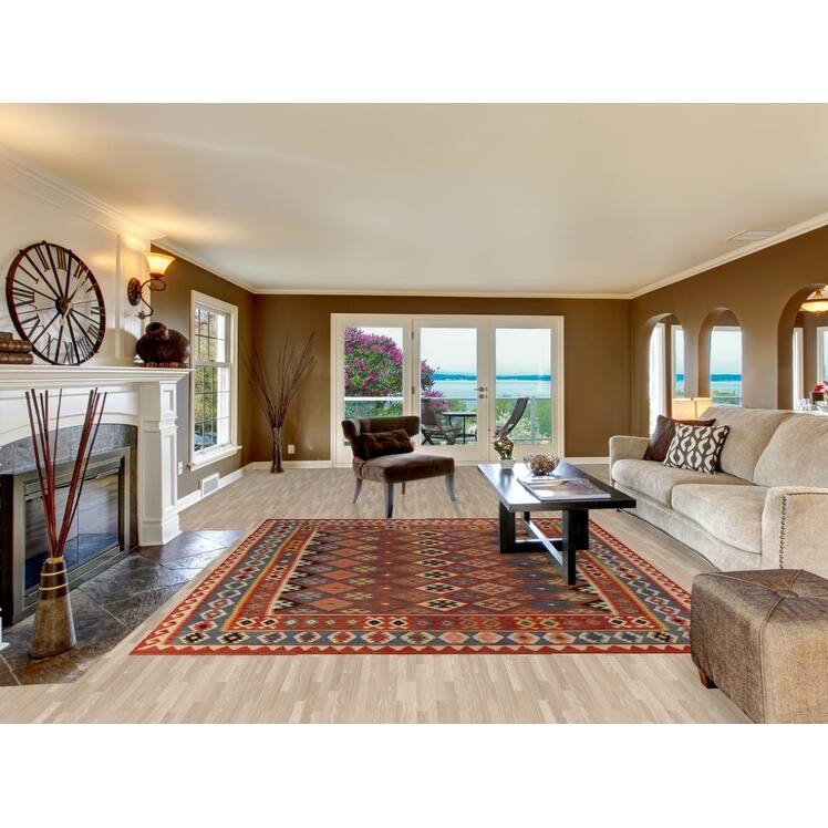 Kilim Oriental Area Rug Flatweave Bedroom Reversible Wool Carpet - 8'4"x 9'8"