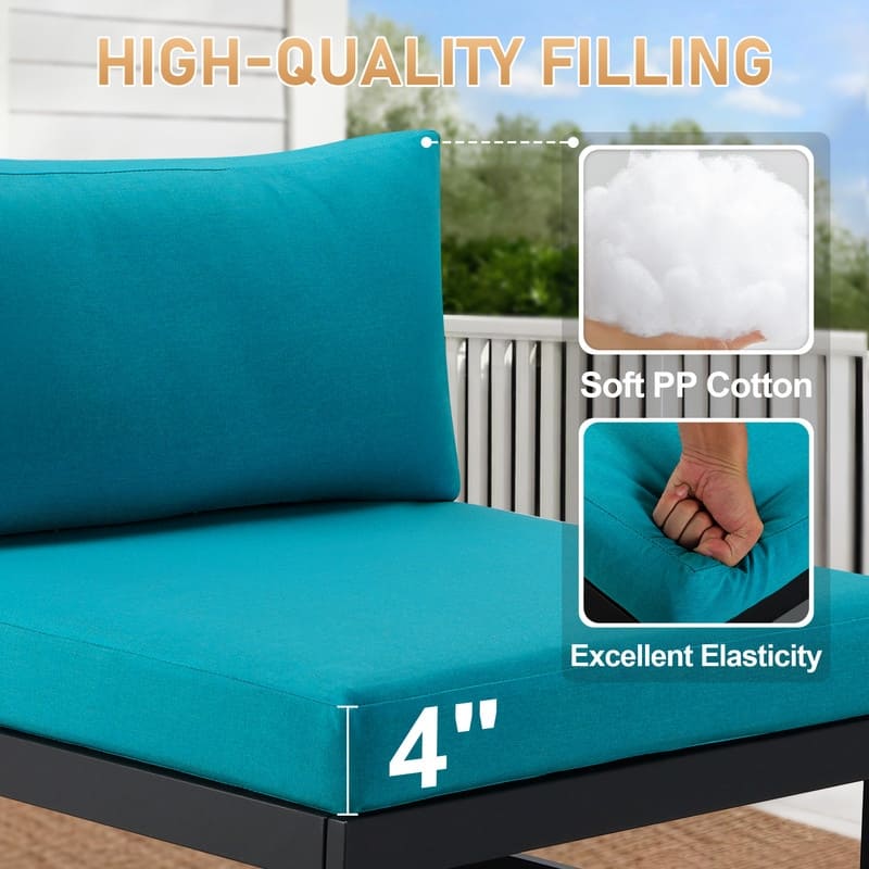 FINCATI 9 Piece Extra-large Outdoor Furniture Aluminum Patio Set with Propane/Natural Gas Firepit Table