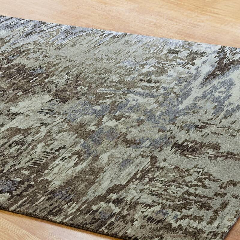 Modern Grey Hand-Knotted Wool Area Rug