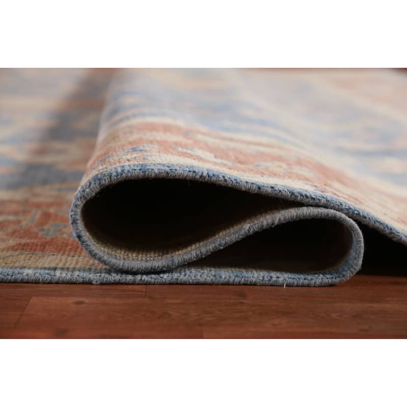 Hand Knotted Oriental 100% Wool Carpet Transitional All-Over Navy Blue & Blues Oushak Area Rug - 13' 11'' X 10' 0''