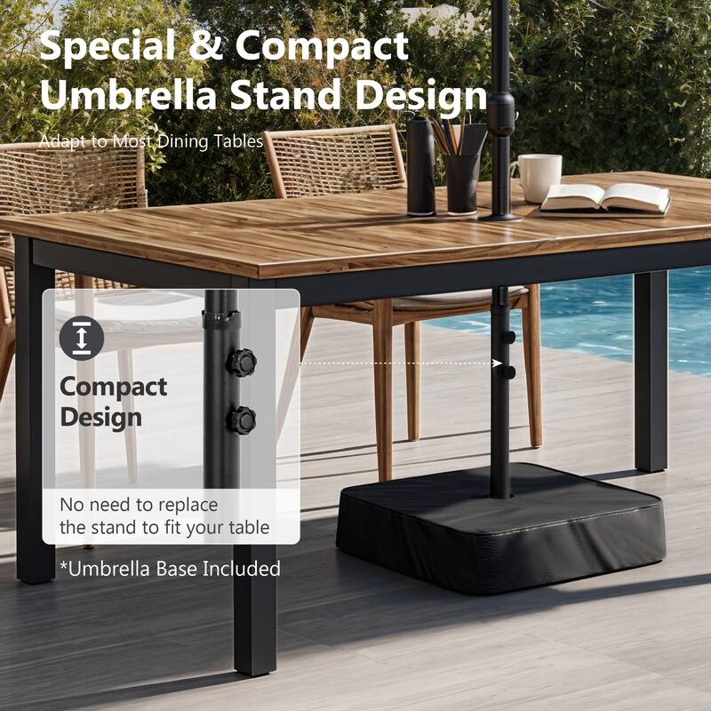 MAISON ARTS 15ft 2-Tier Large Patio Umbrella with Solar Lights, Double-Sided Outdoor Market Umbrellas with Base Included