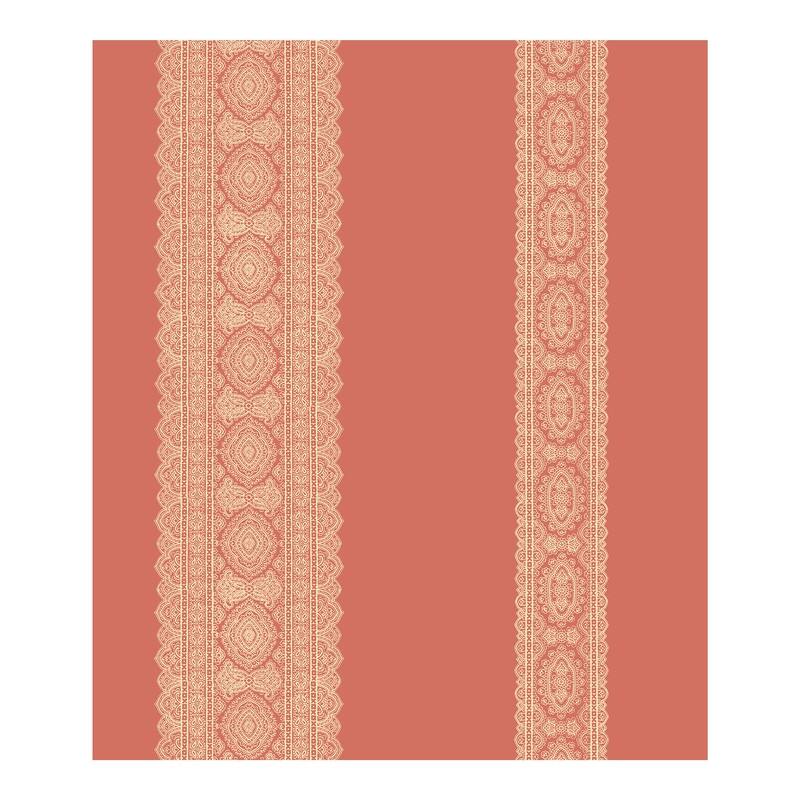 Brynn Coral Paisley Stripe Wallpaper - 20.5in x 396in x 0.025in
