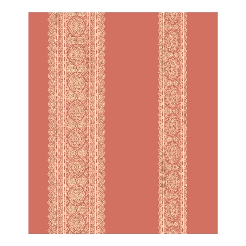 Brynn Coral Paisley Stripe Wallpaper - 20.5in x 396in x 0.025in