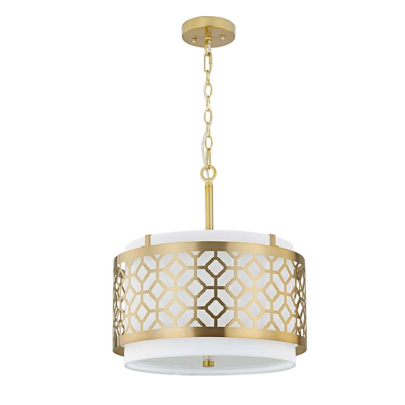 Melrose 2-Light Drum Metal Shade Pendant Light - Brushed Nickel