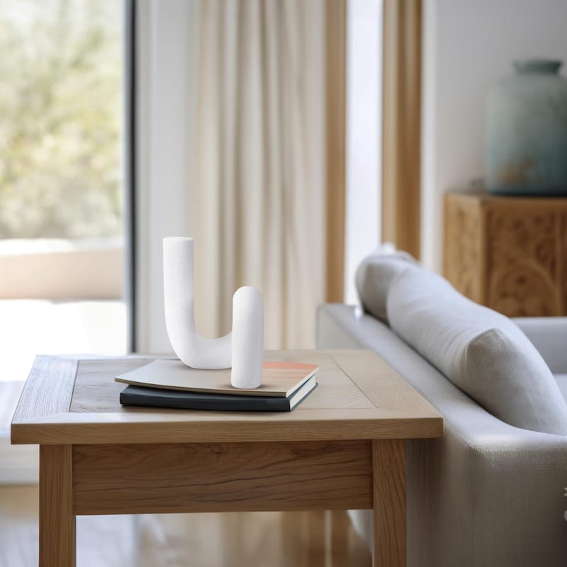 White Abstract Curved Tube Vase Tall