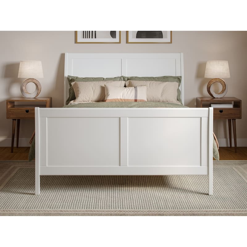 Valencia Solid Wood Low Profile Sleigh Platform Bed with Matching Footboard