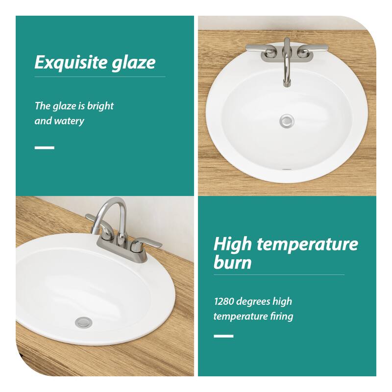 Stain-Resistant Undermount Bathroom Sink - Elegant White Oval Ceramic with 1.75" Drain - 20in L
