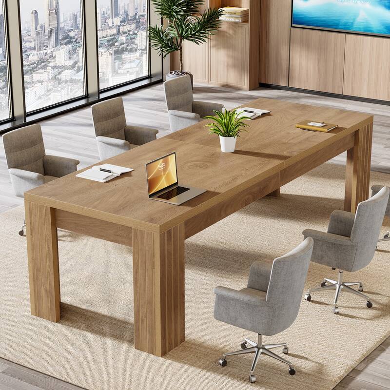 78.74 Inch Rectangular Conference Room Table for 6-8 People - 78.74" W x 27.56" D x 29.53" H - Rustic Brown