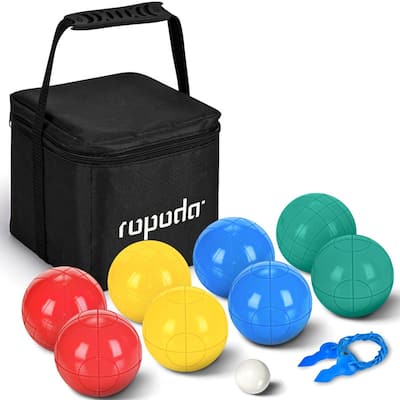 ROPODA 90mm Bocce Ball Set with 8 Balls, Pallino, Case and Measuring Rope