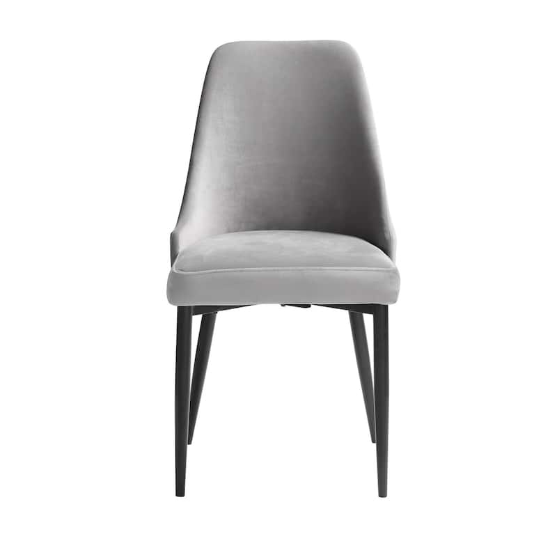 Black/Gray Velvet Upholstered Metal Frame Dining Chair, Set of 2, Sturdy Dining Chair for Dining Rooms - 17.5