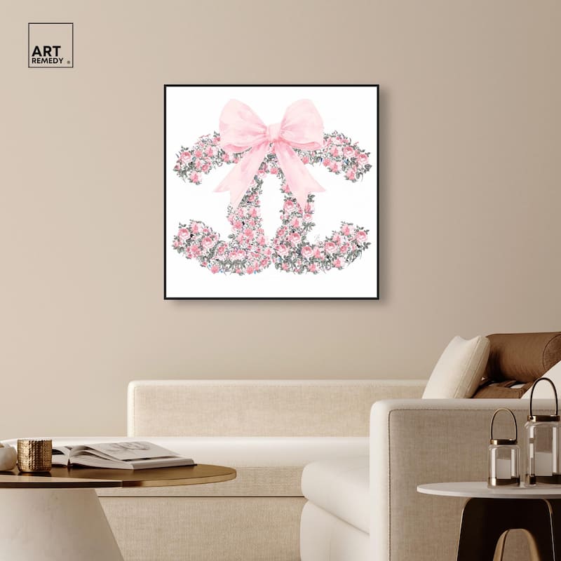 Makes Me Wonder Pink Bow Canvas by Art Remedy