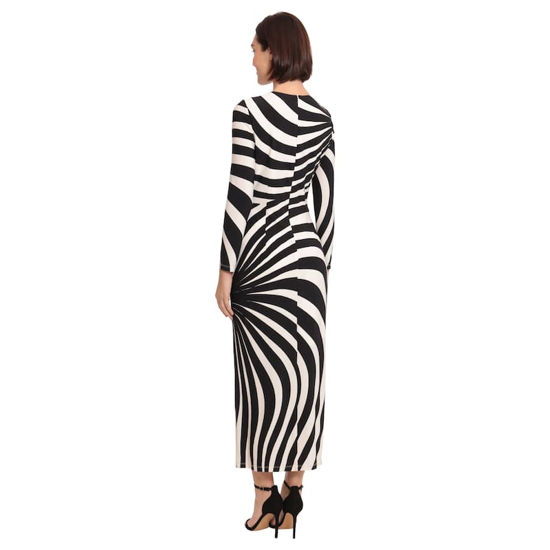 Donna Morgan Striped Long Sleeve Maxi Dress