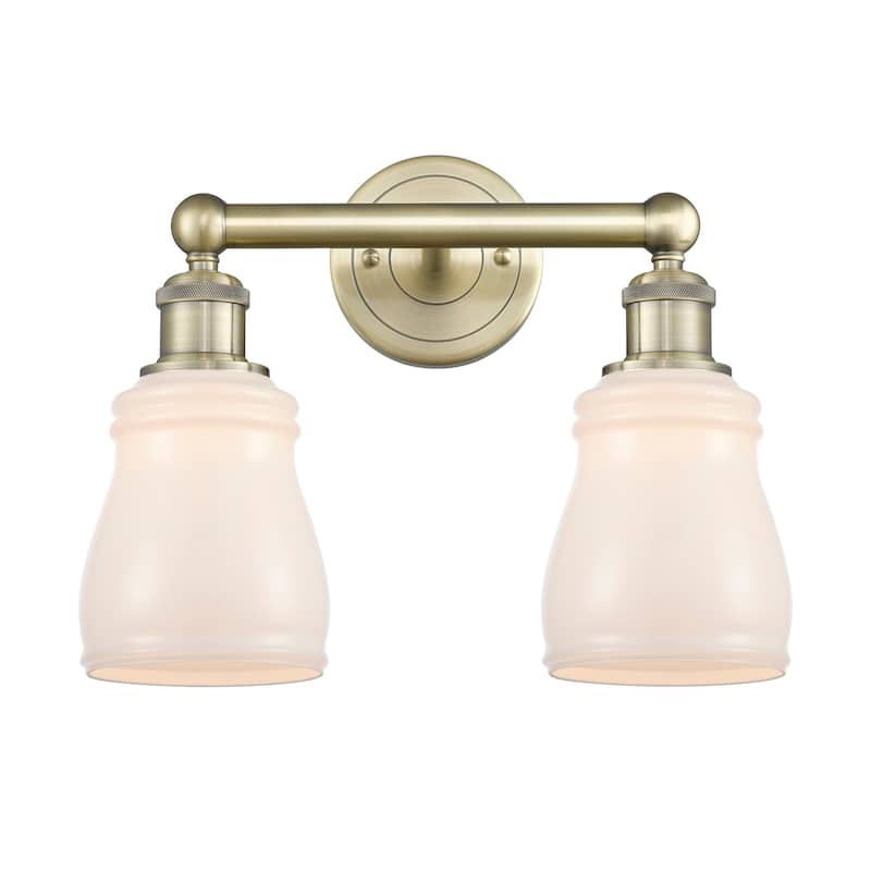Innovations Lighting 616-2W-12-14 Ellery Vanity Ellery 2 Light 14" - Antique Brass / White