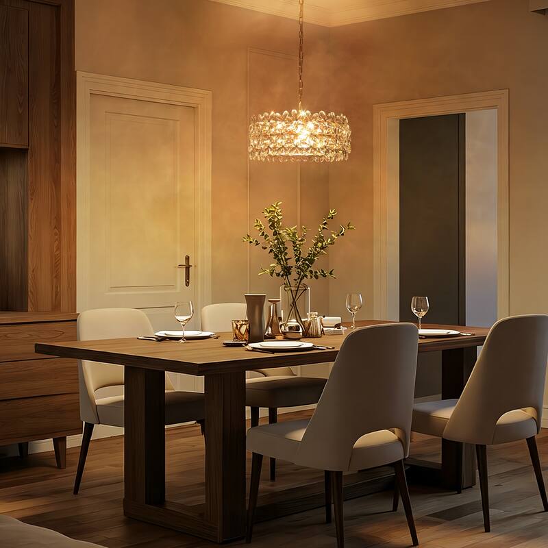 3-Light Crystal Flower Chandelier - Adjustable Chain for Glamorous Home Dining/Living - 3 Light