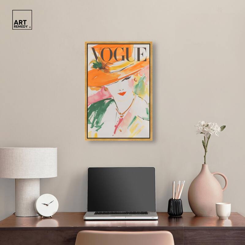 Woman in Hat Cover Canvas by Art Remedy