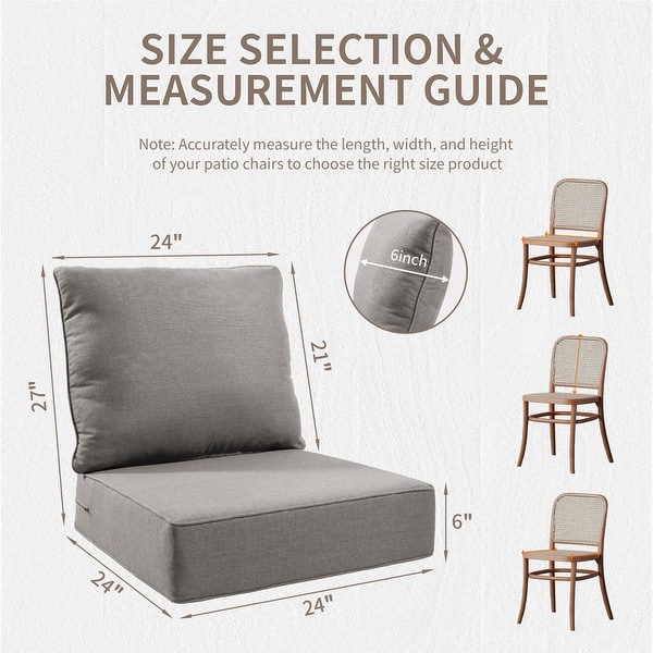dimension image slide 11 of 14, Gymojoy 6-Inch Thick Outdoor Deep Seating Cushion Set, 22"/24" Wide Options, Waterproof & Fade Resistant for Patio Furniture