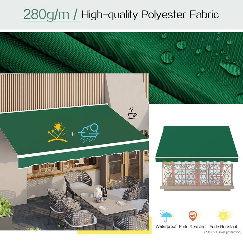 AECOJOY Manual Retractable Patio Awning Outdoor Sunshade Shelter Bed