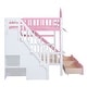preview thumbnail 13 of 34, Full Over Full Castle Style Bunk Bed Kids Bed with 2 Drawers 3 Shelves and Slide Kids Furniture, Blue