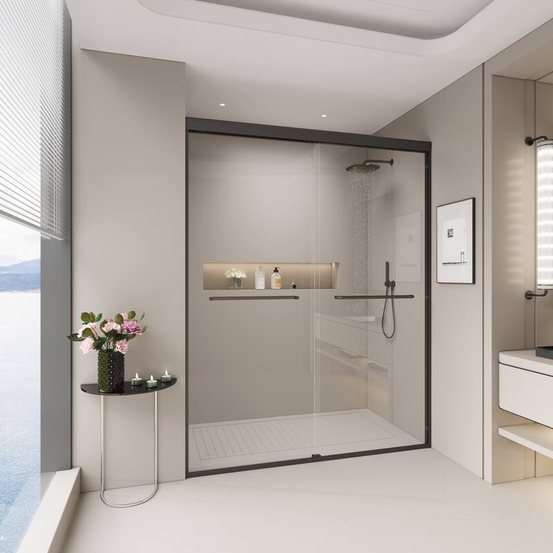 Sophisticated Double Sliding Shower Door for Stylish Bathrooms, Enhancing Privacy and Comfort.