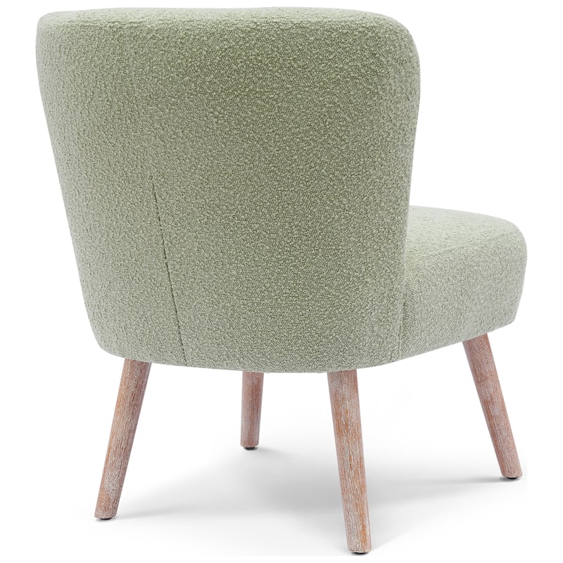 Boucle Polyester Upholstered Armless Accent Chair - Stain Resistant (Set of 2)