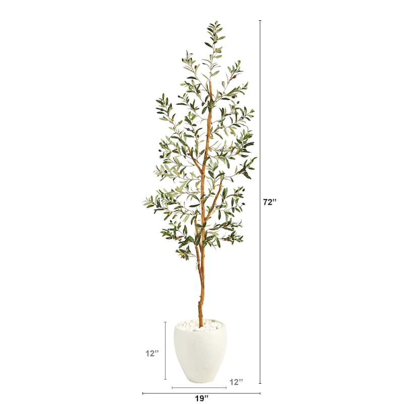 6' Olive Artificial Tree in White Planter - 13"