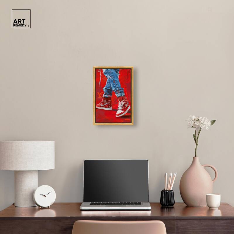 Bold Red Glam Sneakers Canvas by Art Remedy