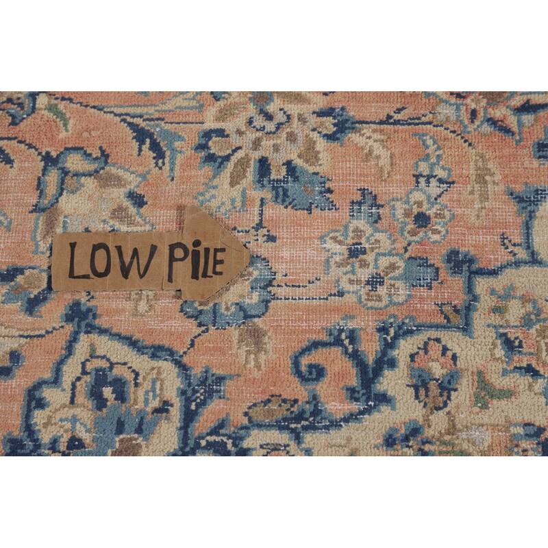 Traditional Orange Kashan Persian Vintage Rug Hand-Knotted Wool Carpet - 8'3"x 13'0"