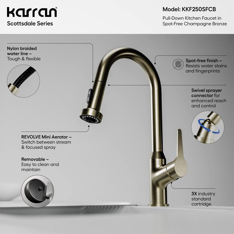 Karran Scottsdale Single Handle Pull-Down Sprayer Kitchen Faucet