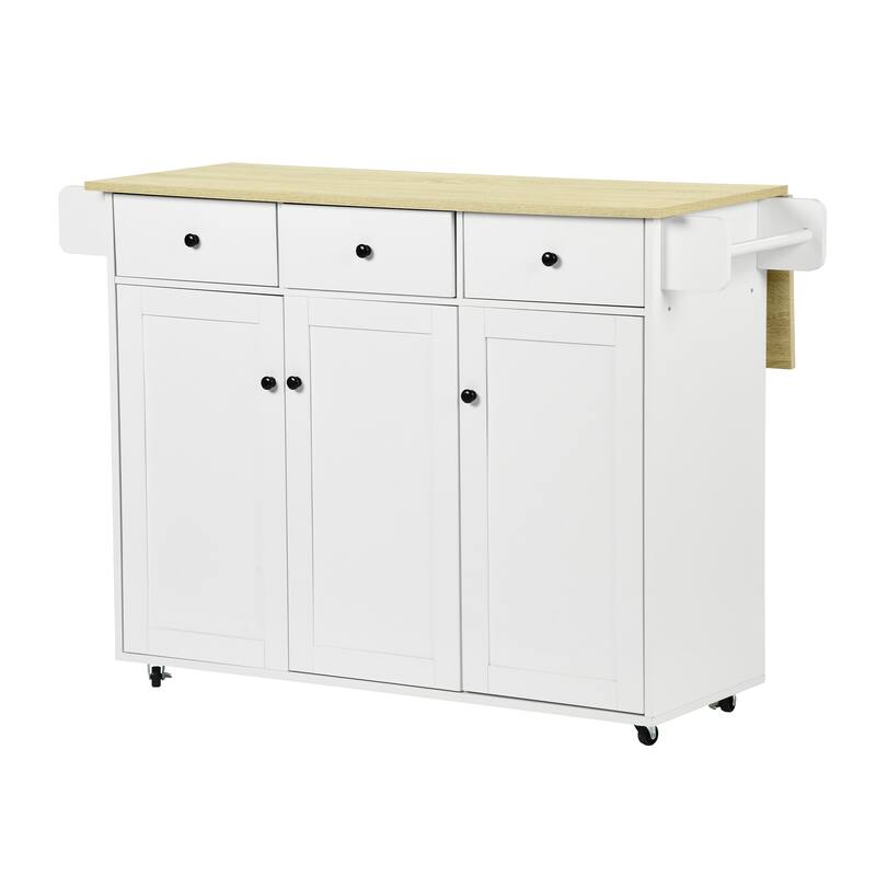 Homy Casa Mobile Work Cabinet with Drawers and Rolling Storage, White