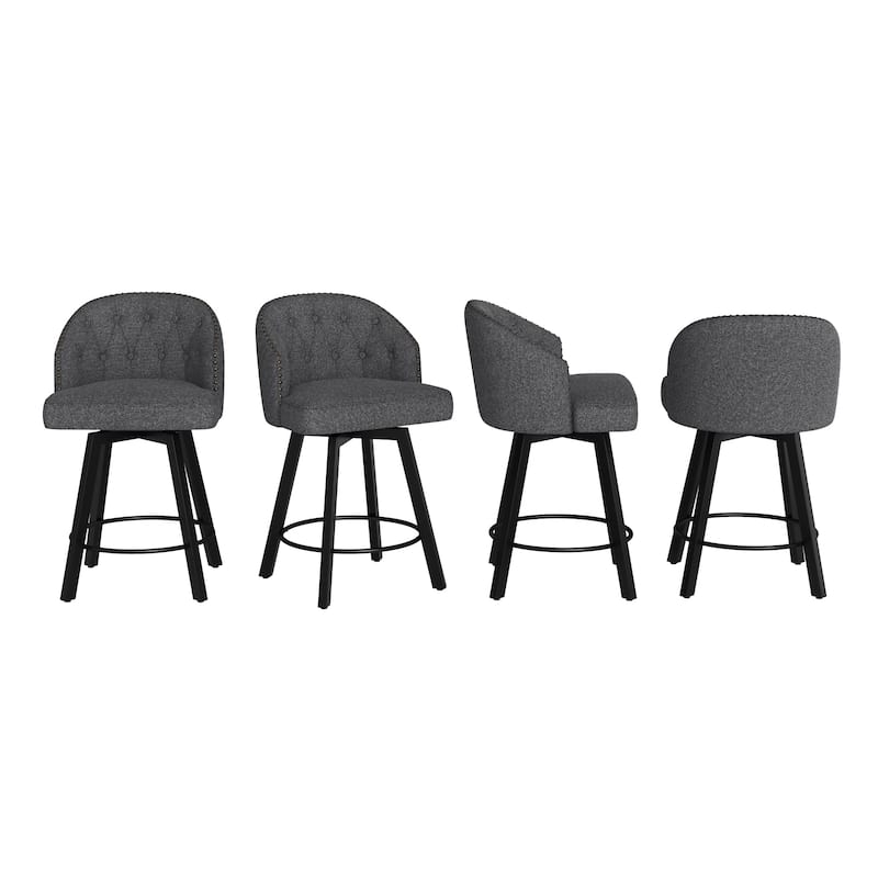 LUE BONA 26" Swivel Counter Height Swivel Bar Stools Set of 4 Upholstered Counter Stools - 26" H