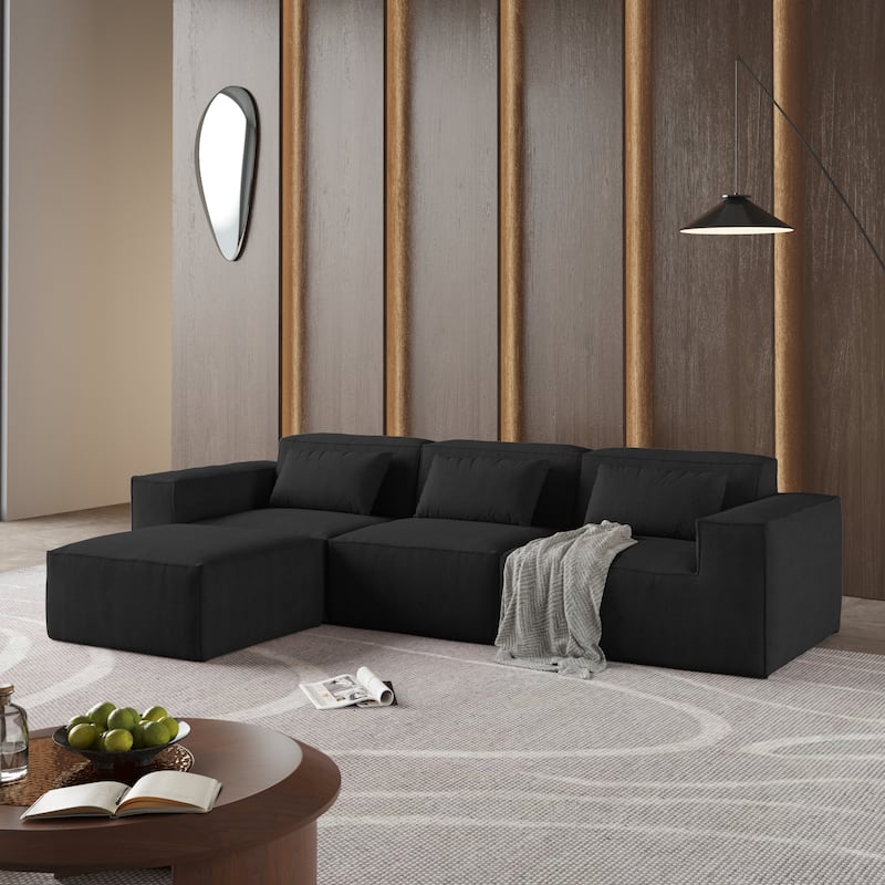 L-Shaped Cloud Sectional Couch, 118" Huge Plus Modular Corduroy Couches with Reversible Chaise Ottoman