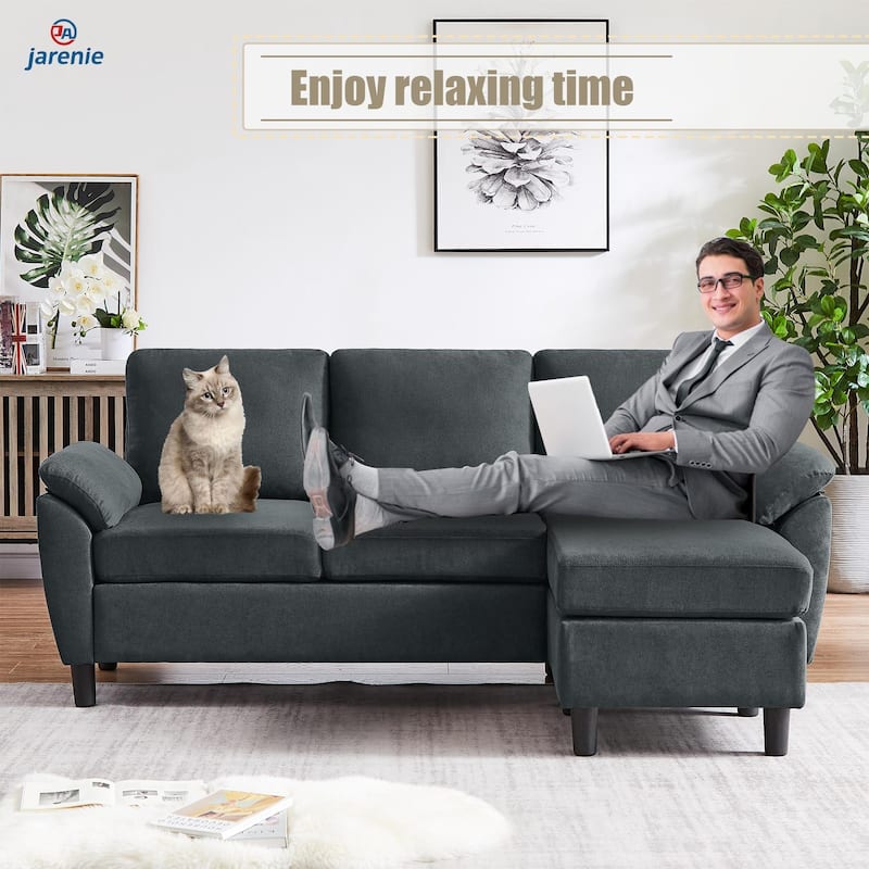 Modern Sectional Sofa Couch L Shaped with Removable Armrest, Convertible Couch with Reversible Ottoman for Living Room