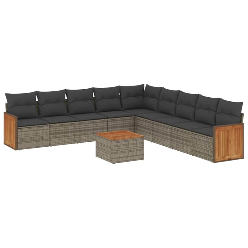 vidaXL Patio Sofa Set with Cushions Outdoor Conversation Furniture Poly Rattan