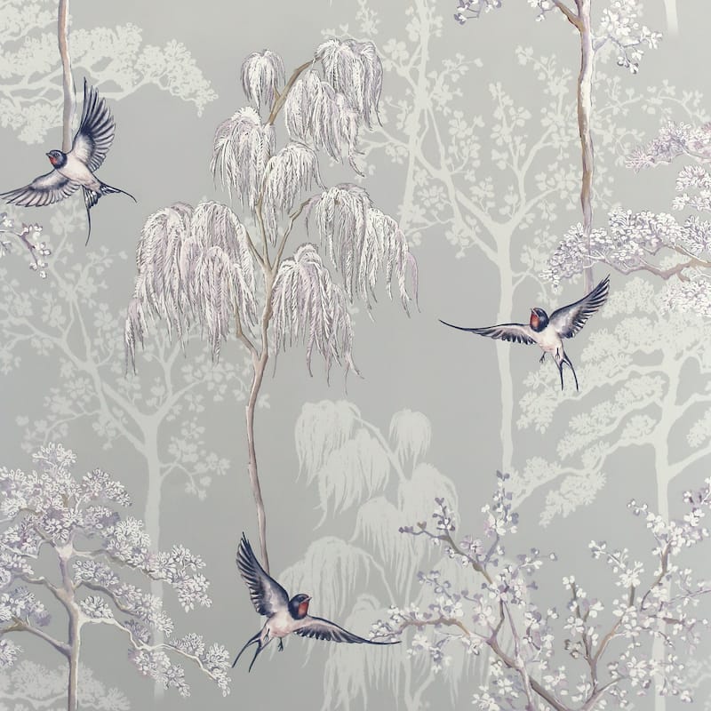 Japanese Tree Garden Grey Wallpaper - 20.8 in. W x 33ft L - Double Roll