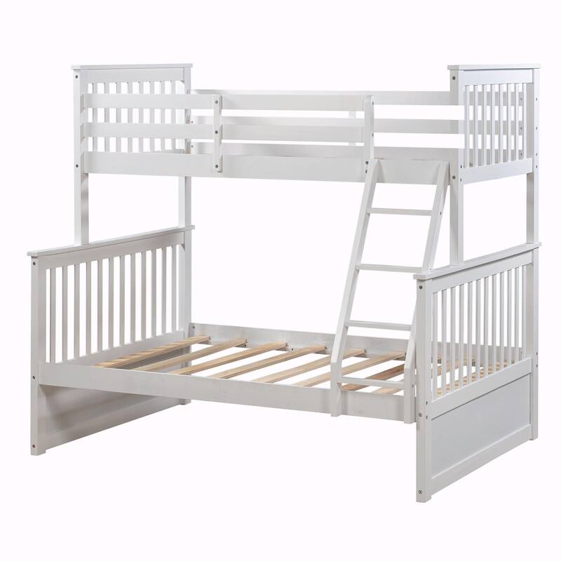 Twin Over Full Bunk Bed with Storage Drawers, Wooden Bunk Bed with Ladder and Safety Guard Rails