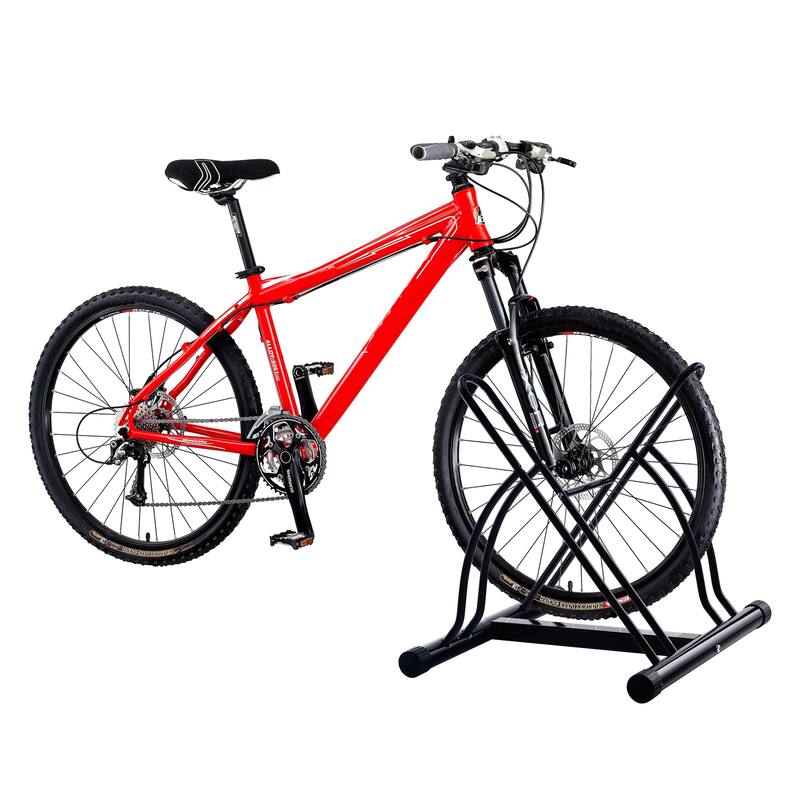 Bike Rack - Dual Bicycle Stand for 2 Bikes - Indoor or Outdoor Bike Storage - Steel Bike Racks by Rad Cycle (Black)